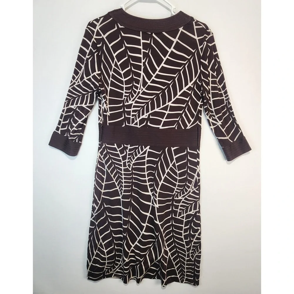 Tory Burch Women's Classy Elegant‎ 100% Silk Dress Brown/White Size M